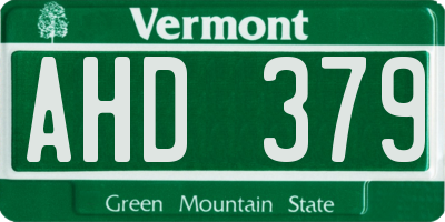VT license plate AHD379