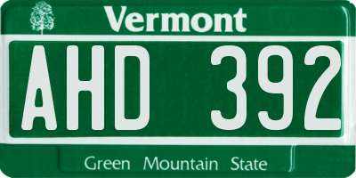 VT license plate AHD392