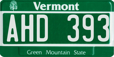 VT license plate AHD393