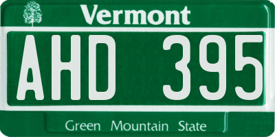 VT license plate AHD395