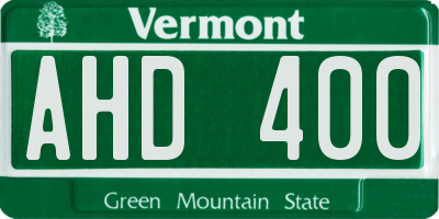 VT license plate AHD400