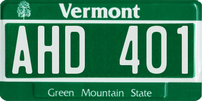VT license plate AHD401
