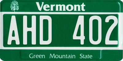 VT license plate AHD402