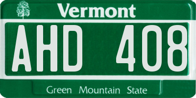 VT license plate AHD408