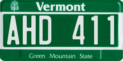 VT license plate AHD411