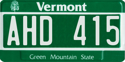 VT license plate AHD415