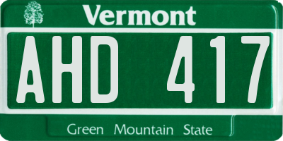 VT license plate AHD417