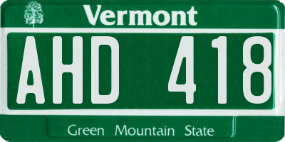 VT license plate AHD418
