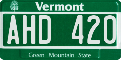 VT license plate AHD420