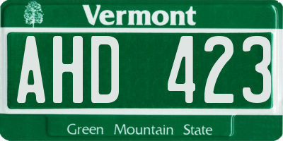 VT license plate AHD423