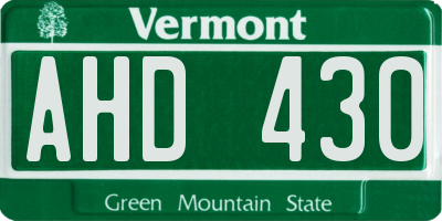 VT license plate AHD430