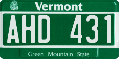 VT license plate AHD431