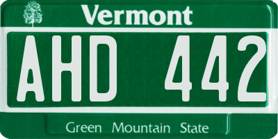 VT license plate AHD442