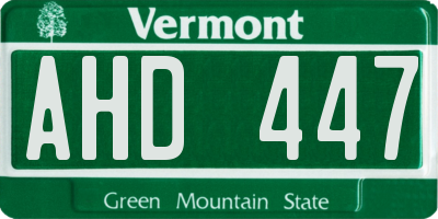 VT license plate AHD447