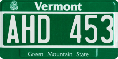 VT license plate AHD453