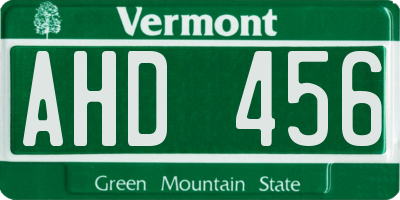 VT license plate AHD456