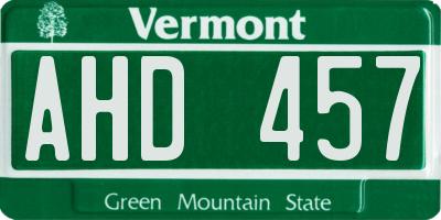 VT license plate AHD457