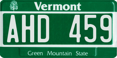 VT license plate AHD459