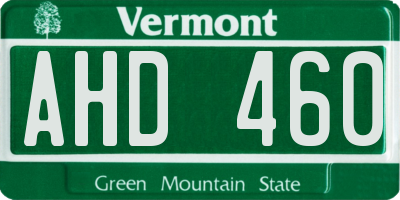 VT license plate AHD460