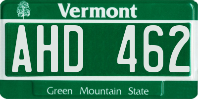 VT license plate AHD462