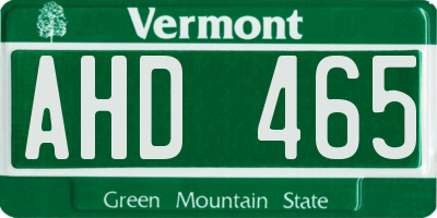VT license plate AHD465
