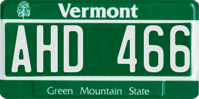 VT license plate AHD466