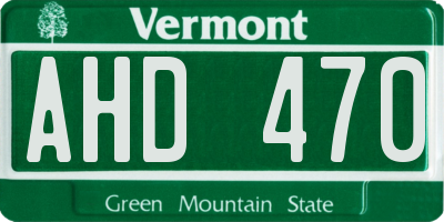 VT license plate AHD470