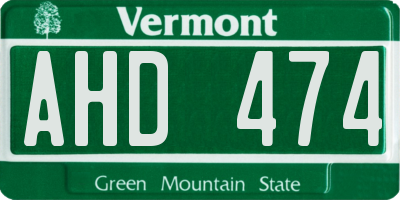 VT license plate AHD474