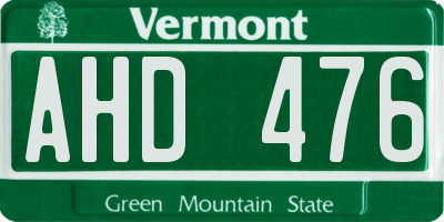 VT license plate AHD476