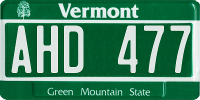 VT license plate AHD477