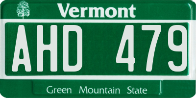 VT license plate AHD479