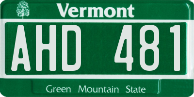 VT license plate AHD481