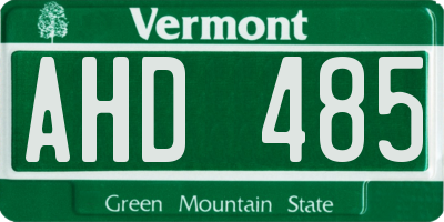 VT license plate AHD485