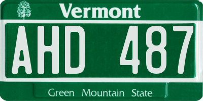 VT license plate AHD487