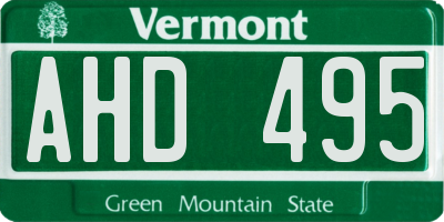 VT license plate AHD495