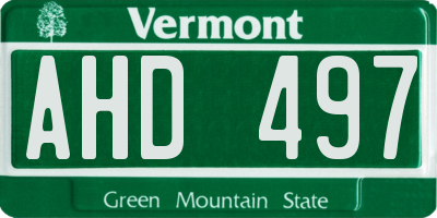 VT license plate AHD497
