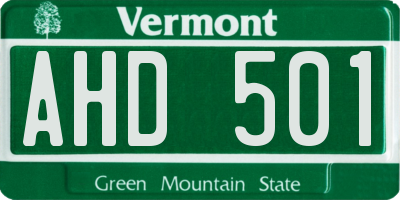 VT license plate AHD501