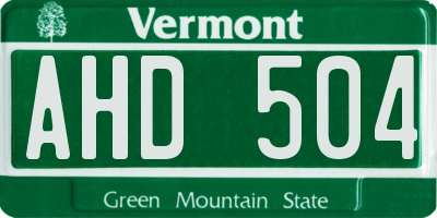 VT license plate AHD504
