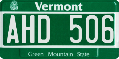 VT license plate AHD506