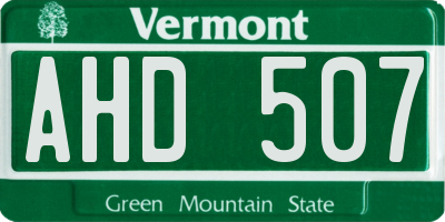 VT license plate AHD507