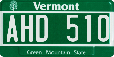 VT license plate AHD510