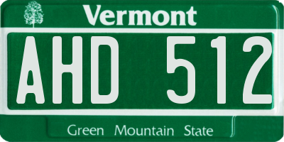 VT license plate AHD512