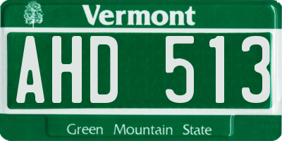 VT license plate AHD513