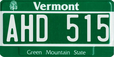 VT license plate AHD515