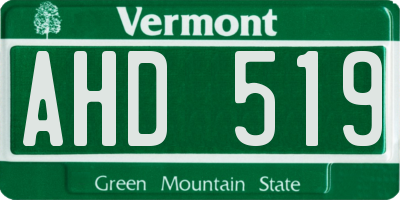 VT license plate AHD519