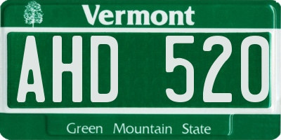 VT license plate AHD520