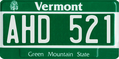 VT license plate AHD521