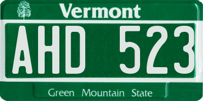 VT license plate AHD523