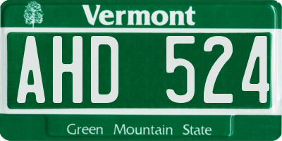 VT license plate AHD524
