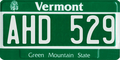 VT license plate AHD529